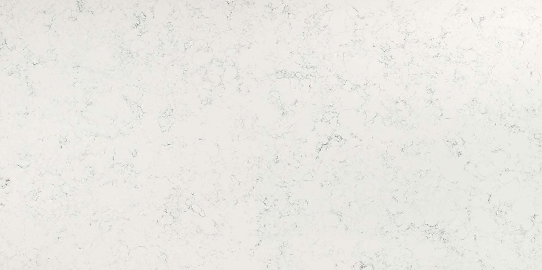 Carrara White quartz slab with a soft white hue and smoky grey veins.