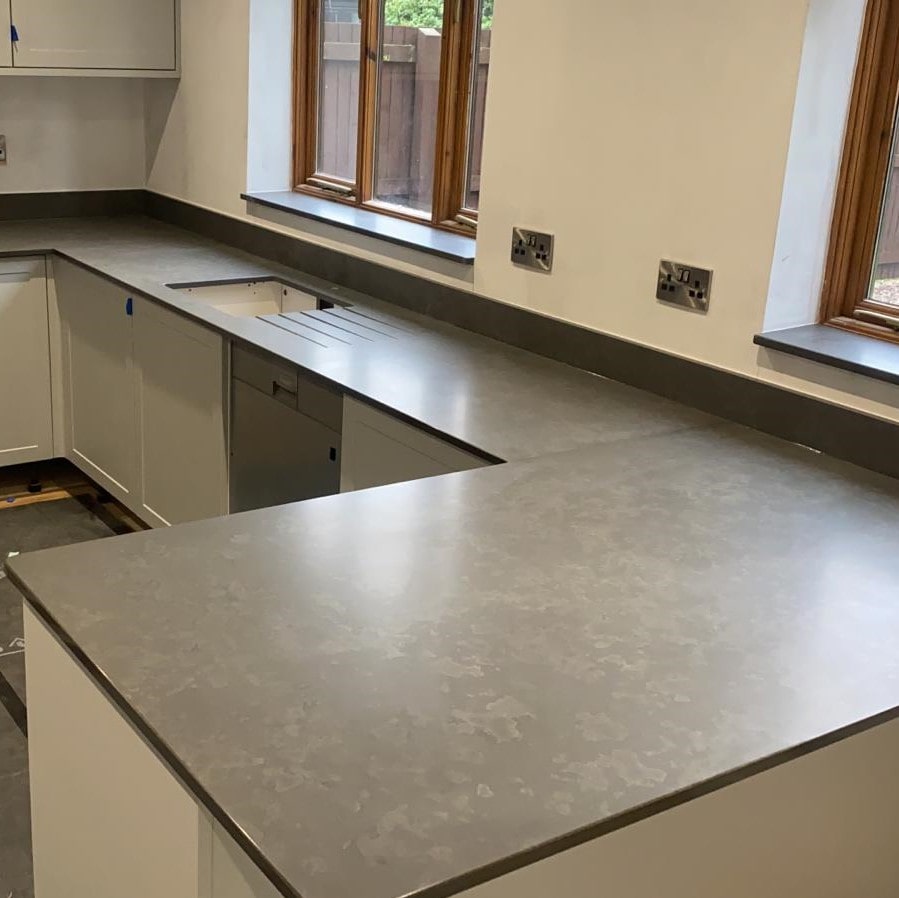 Unistone Tartufo dark grey quartz kitchen worktops