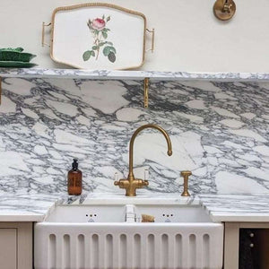 Arabescato Marble white with grey veining kitchen worktops