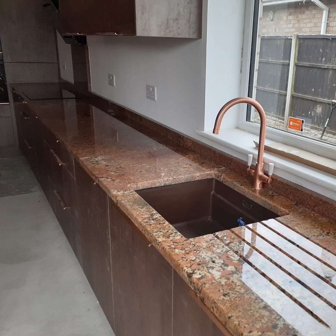Bordeaux Granite Kitchen Worktops with Drainer Grooves