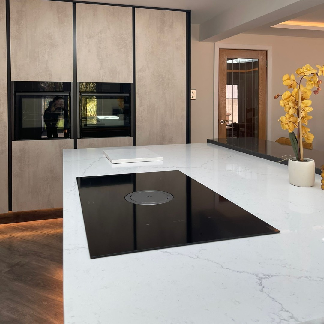Fugen Avalanche White Quartz with Grey Veining | Purple Fugen Avalanche White Quartz with Grey Veining | Purple