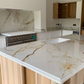 Modern kitchen with Borghini marble effect quartz worktop and backsplash