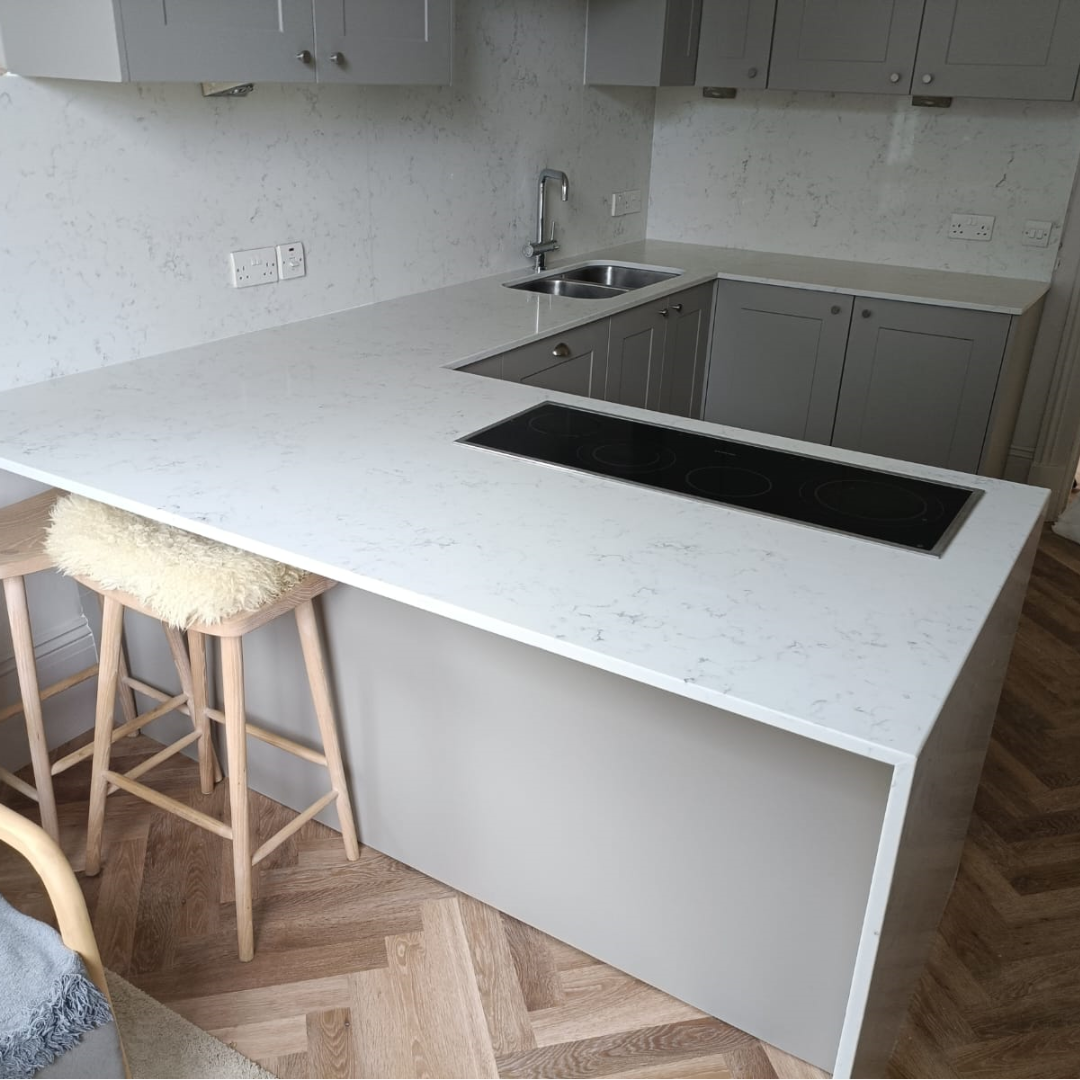 PQS Carrara White Quartz with Smoky Grey Veins | Purple – purplegranite