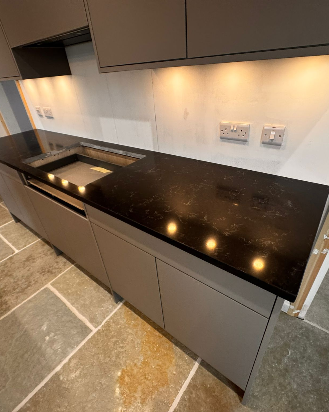Black Java Quartz Unistone Java Black Quartz Worktop with Pale Veining | Luxury Modern Stone