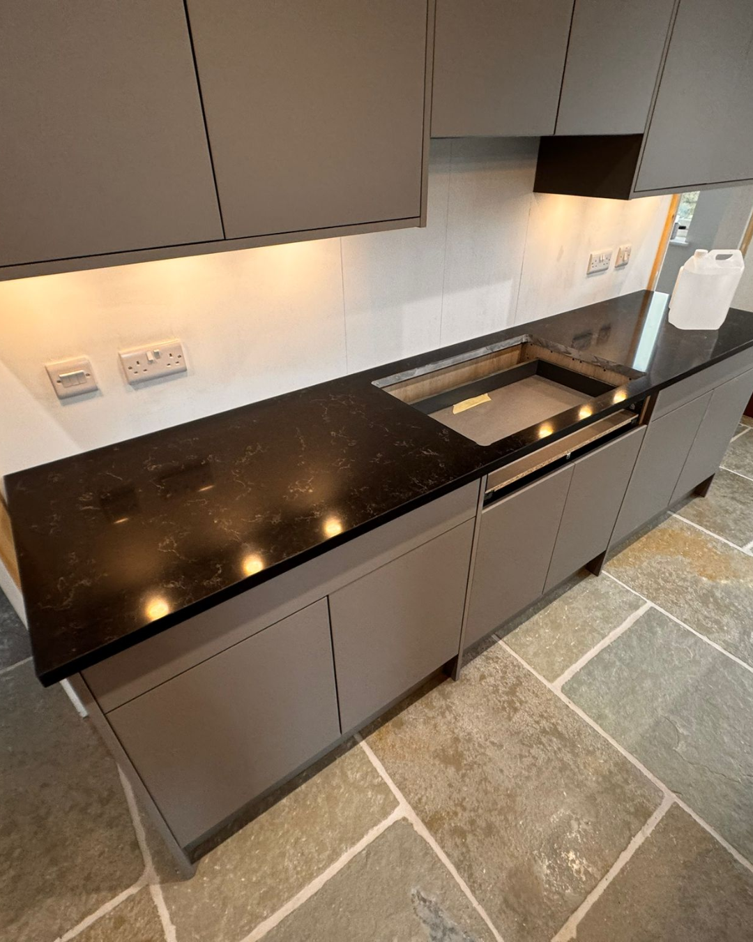Black Java Quartz Unistone Java Black Quartz Worktop with Pale Veining | Luxury Modern Stone