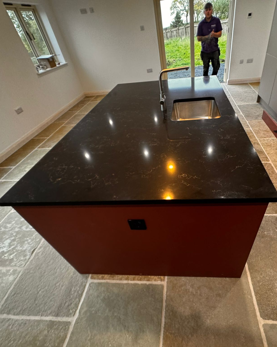 Black Java Quartz Unistone Java Black Quartz Worktop with Pale Veining | Luxury Modern Stone
