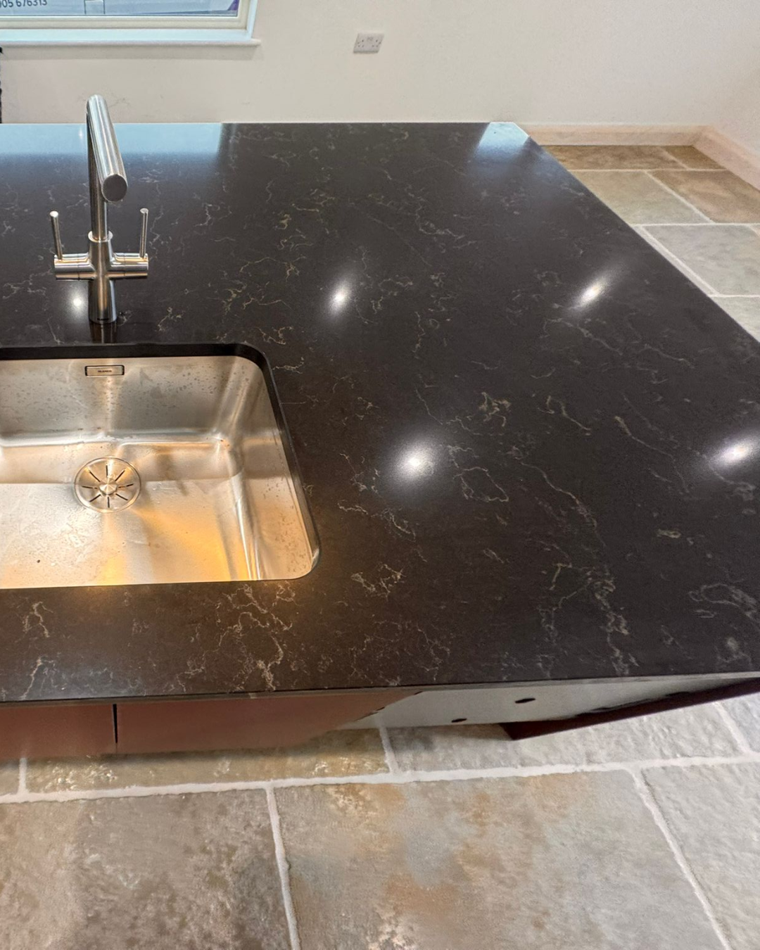 Black Java Quartz Unistone Java Black Quartz Worktop with Pale Veining | Luxury Modern Stone