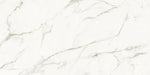 Uniceramica Calacatta Oro Ceramic slabs with white base-colour and darker grey - brownish veins spread over the surface.