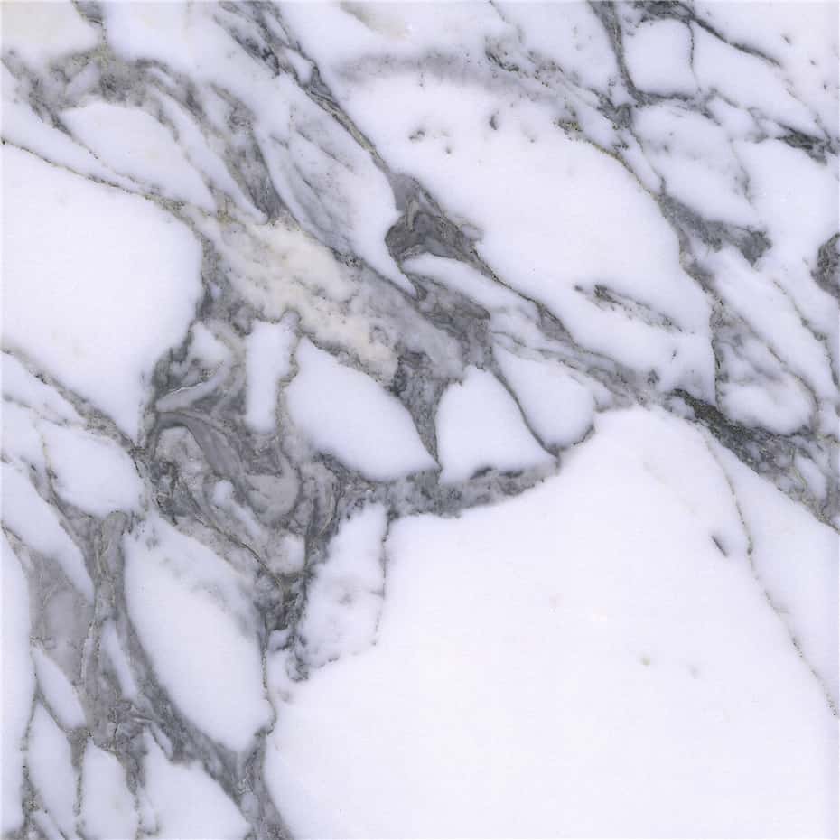 Arabescato Marble with grey veining on a white surface.
